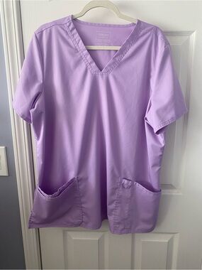 Cherokee Lavender Medical Scrub Top with Utility D-Ring